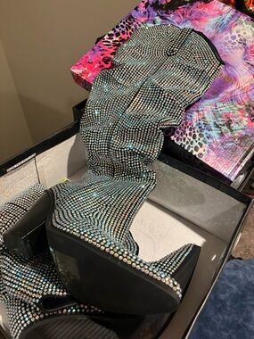 Cape Robbin Iridescent Crystal Embellished Platform Boots